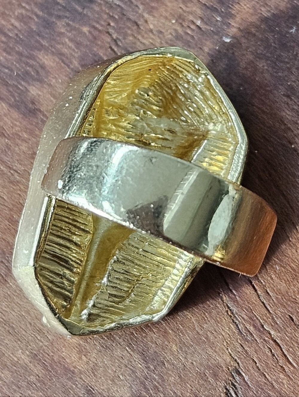 Vintage Solid 14k Yellow Gold Egytian King Tut Pharaoh Signet Statement Ring - Picture 4 of 6